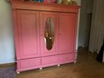 Kast roze met spiegel en gouden pootjes, Huis en Inrichting, Gebruikt, Eikenhout, 200 cm of meer, 150 tot 200 cm