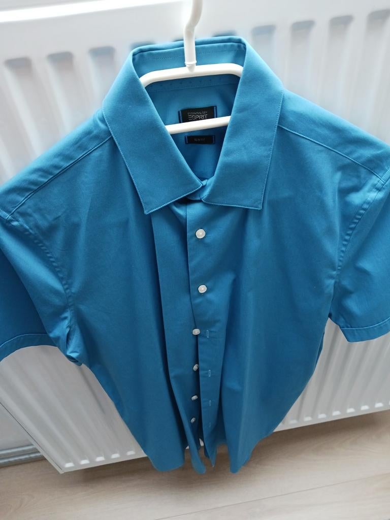 Blauw hemd merk Esprit te koop. M 38 slim, Kleding | Heren, Overhemden, Ophalen, Blauw