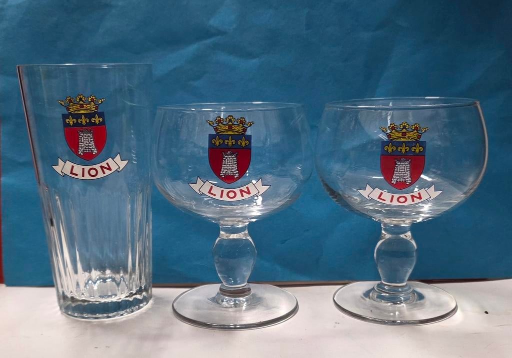 Set de 3 verres à bière différents brasserie du Lion Tournai, Enlèvement ou Envoi