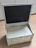 Houten opbergbankje met krijtbord, Enlèvement, Utilisé, Tableau noir