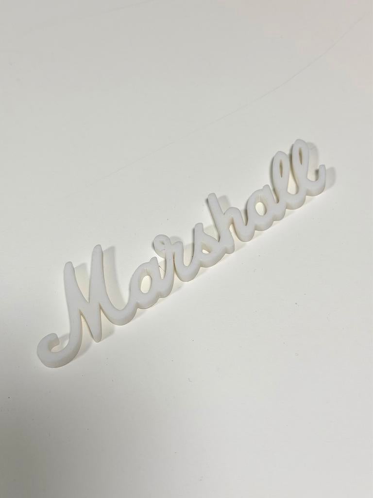 Emblème 3D logo Marshall, blanc, 15 cm, imprimé en 3D, neuf, Musique & Instruments, Enlèvement ou Envoi, Neuf