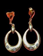 18K GOUDEN OORBELLEN GESTEMPELD MET GLANS, Hangers, Nieuw, Met edelsteen, Goud