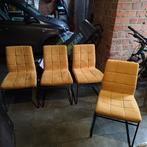 Set van 4 gele eetkamerstoelen (stof), Ophalen, Overige kleuren, Zo goed als nieuw, Modern