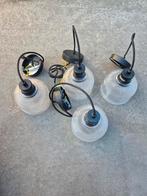 4 hanglampen, Ophalen, Gebruikt, Glas, Plafondspot of Wandspot