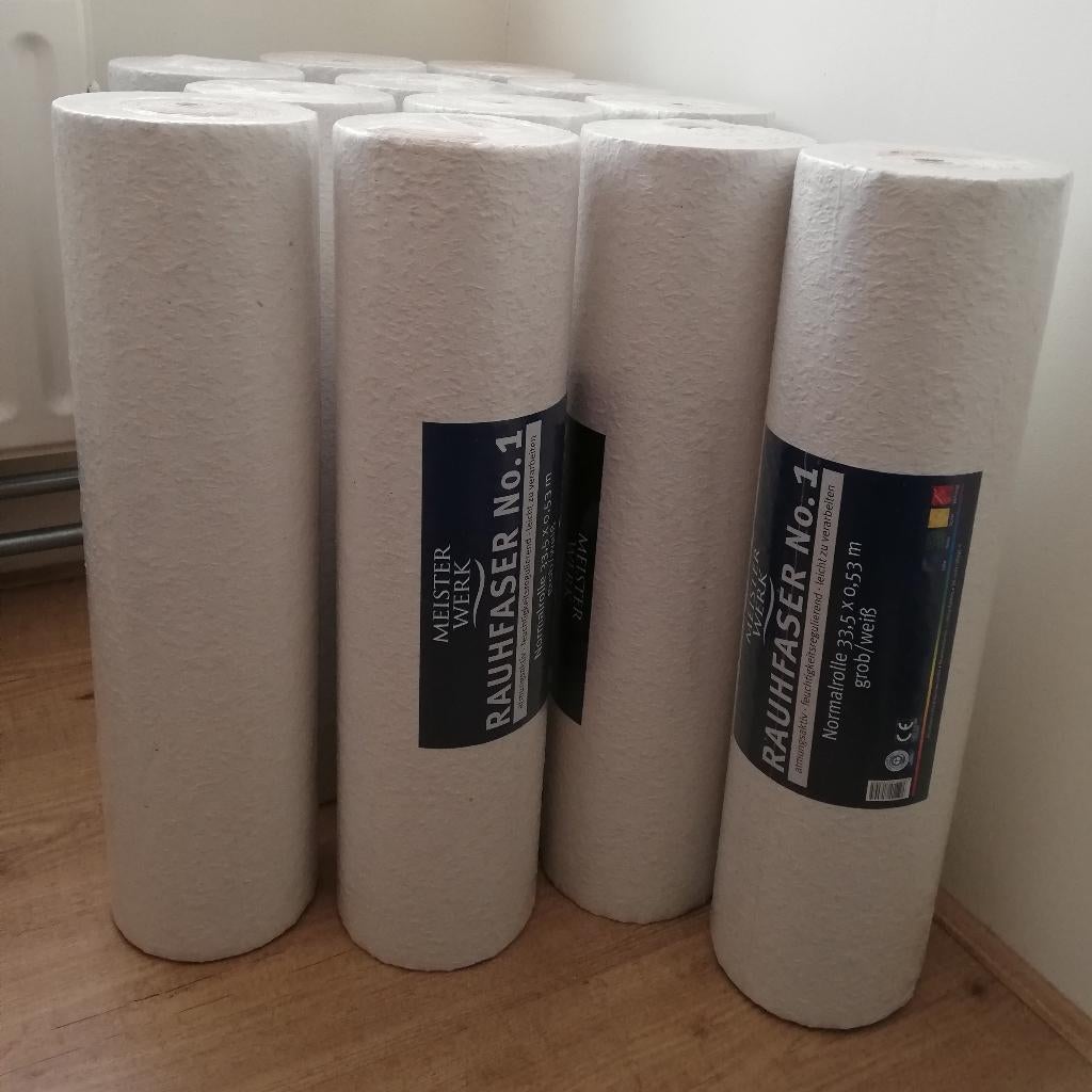 Behangpapier (5 rollen), Ophalen, 75 m² of meer, Wit, Wit, ruw (Rauhfaser)