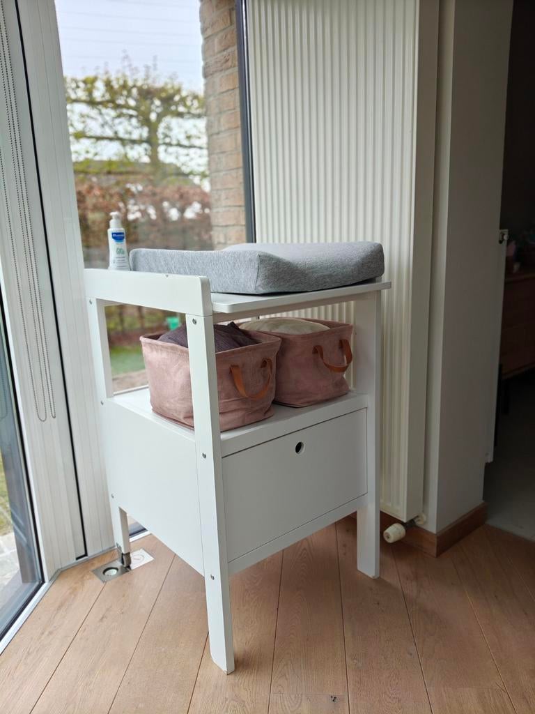 Ververstafel (Pericles, wit) met ruime schuiflade, Maison & Meubles, Armoires | Autre, Utilisé, Enlèvement