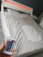 Lit LED moderne en similicuir blanc 160x200 - matelas et l i, Enlèvement, Blanc, Deux personnes, 160 cm