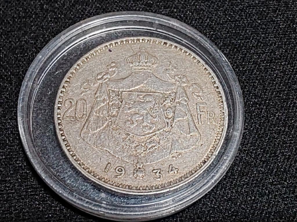 Pièce de 20 Francs - Albert 1 en argent 1934, Enlèvement, Argent, Argent