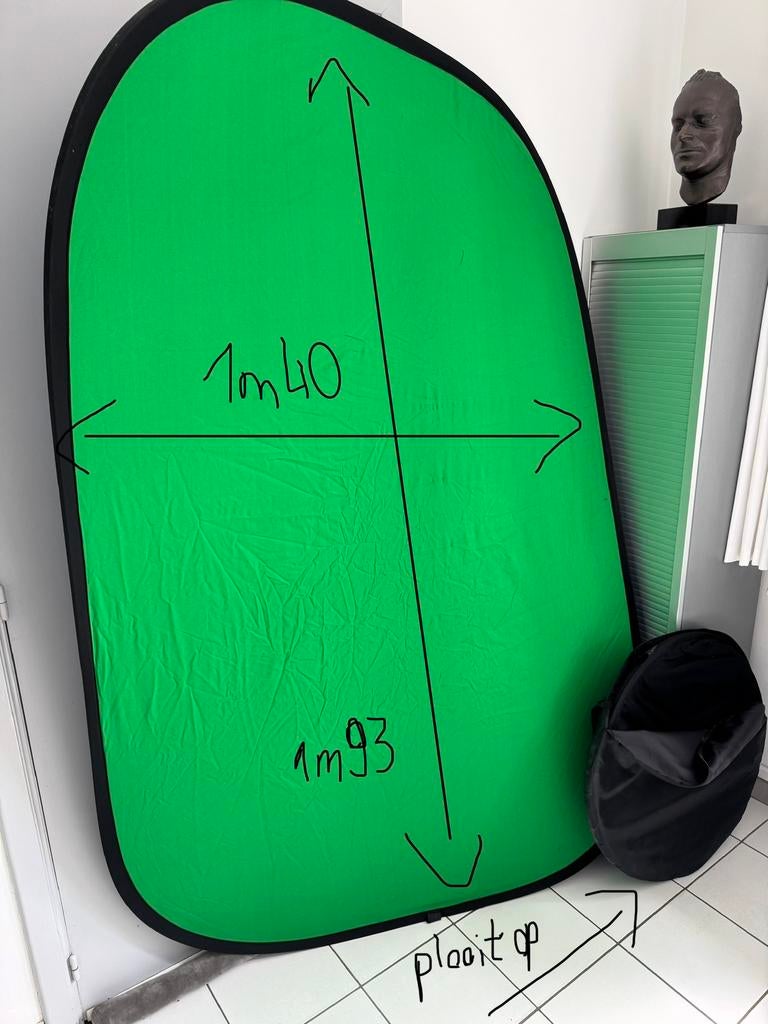 Greenscreen popup scherm (achterkant blauw), Ophalen, Zo goed als nieuw