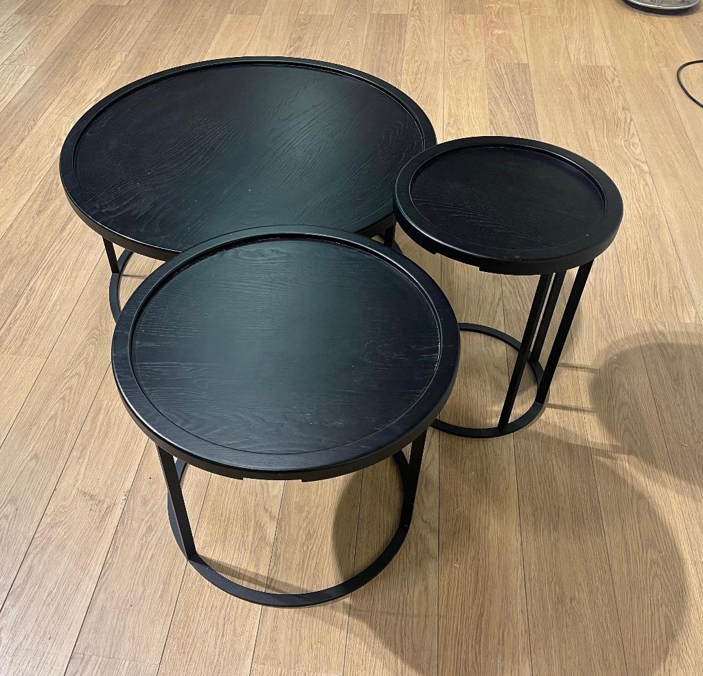 ZGAN QLIV To Be Served Salontafel Set Zwart Design, Huis en Inrichting, Overige materialen, Rond, Zo goed als nieuw, Minder dan 50 cm