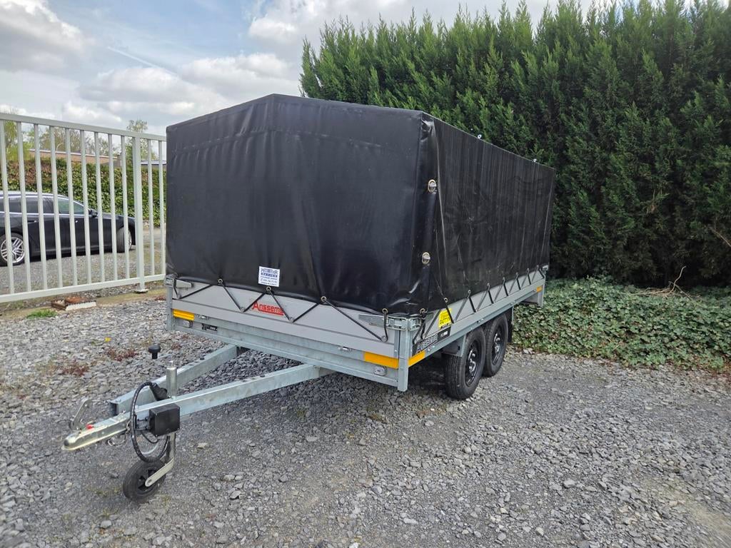 Annsems plateau aanhangwagen met huif 750kg, Ophalen, Zo goed als nieuw