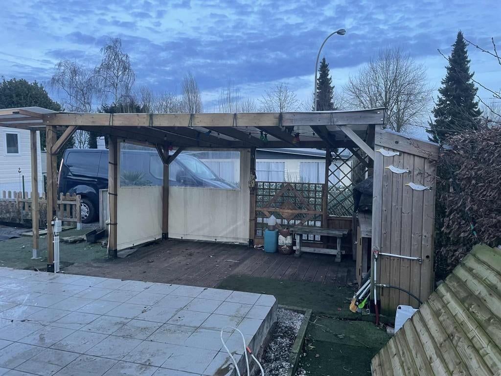 overkapping in hout 5mx3m  800 euro, Tuin en Terras, Overkappingen, Ophalen, Gebruikt