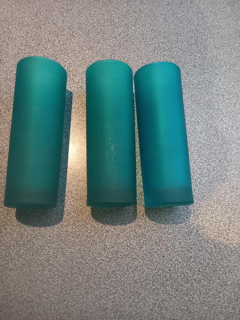 groene long drink glazen, Huis en Inrichting, Keuken | Servies, Ophalen of Verzenden, Zo goed als nieuw, Glas, Glas of Glazen