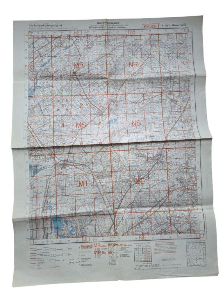 landkaart uit de Tweede Wereldoorlog,, Ophalen of Verzenden