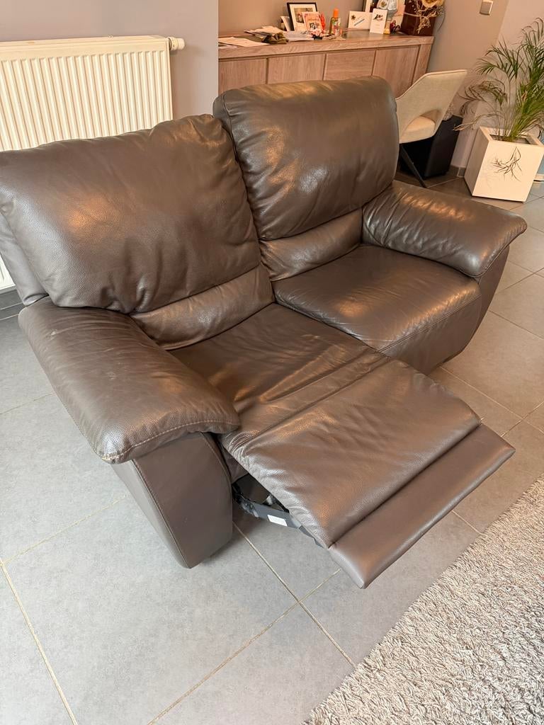 Lederen salon 3 zit en 2 zit - MOET WEG, Ophalen, Gebruikt, Leer