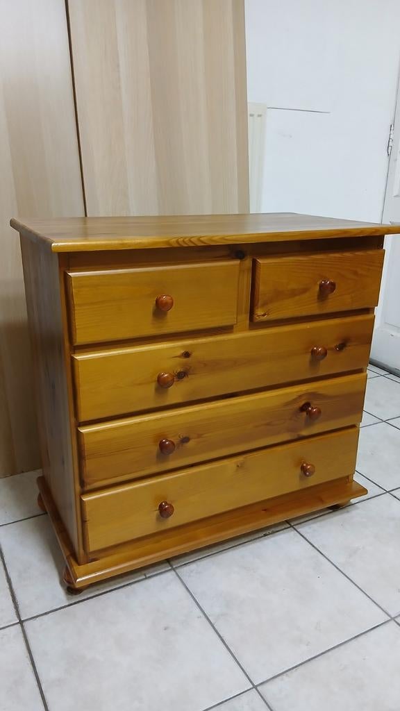 Commode 5 tiroirs en bois, Maison & Meubles, Armoires | Commodes, Enlèvement