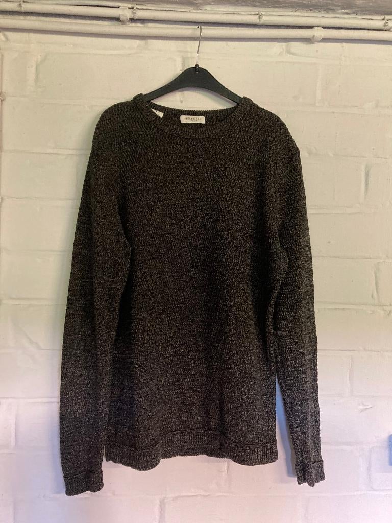 Donkerbruine met zwarte trui, Selected Homme, Medium, Kleding | Heren, Truien en Vesten, Bruin, Maat 48/50 (M), Ophalen of Verzenden