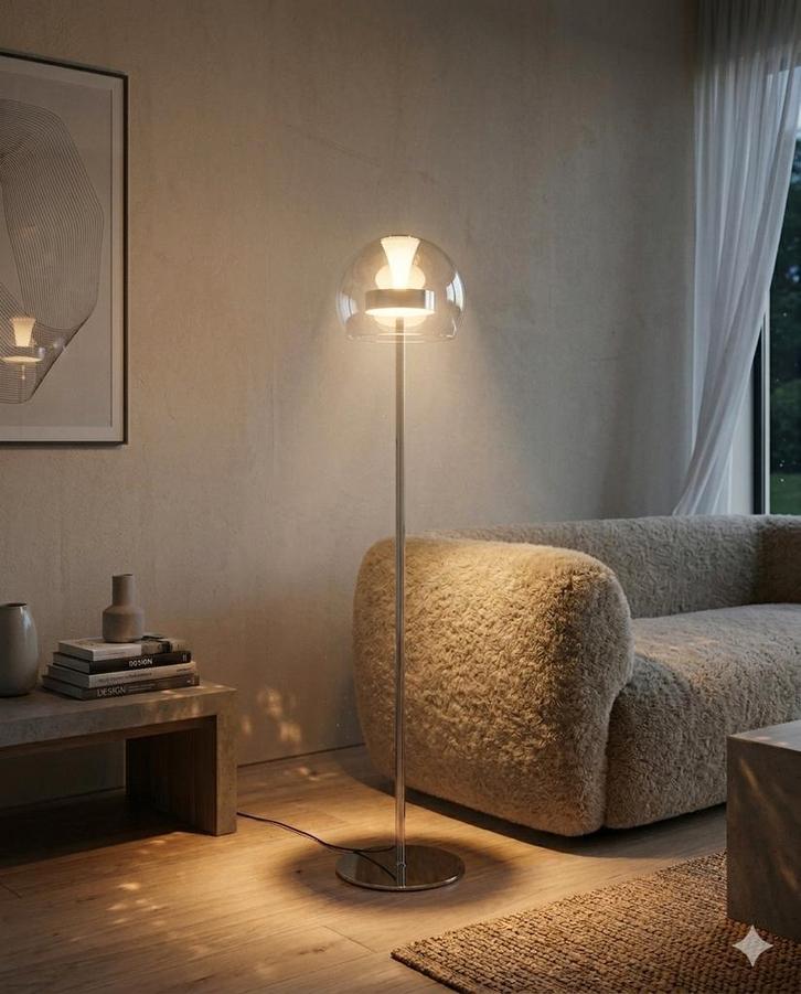 Lampadaire Led design allemand ,variateur intégré., Maison & Meubles, Lampes | Lampadaires, Verre, Métal, Enlèvement ou Envoi