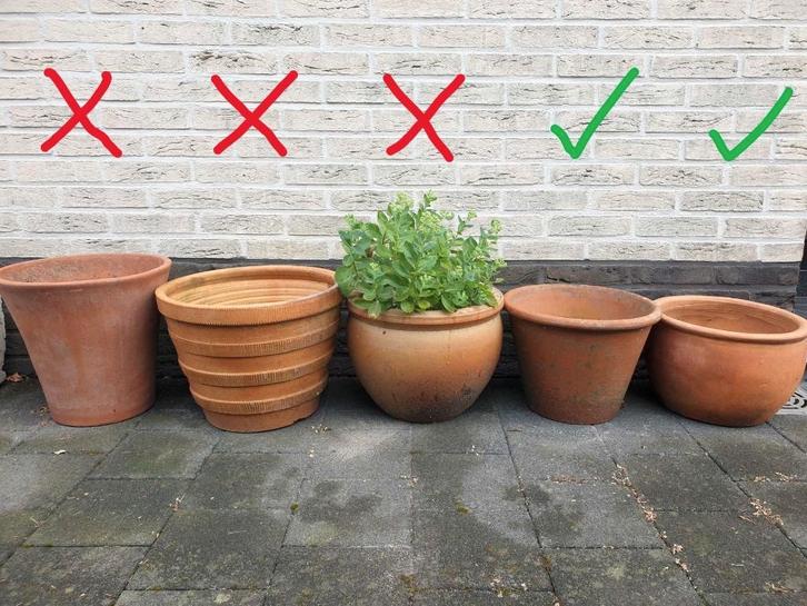 2x bruine terracotta pot bloempot pot voor tuin terras mooi!, Tuin en Terras, Bloempotten, Terracotta, Tuin, Ophalen