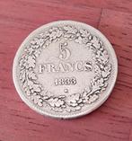 5 francs Leopold I - 1833, Postzegels en Munten, Munten | België, Zilver, Ophalen of Verzenden, Losse munt, Zilver