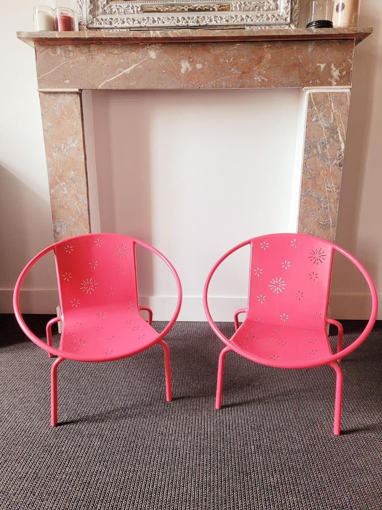 2 chaises enfant, Utilisé, Métal, Empilable