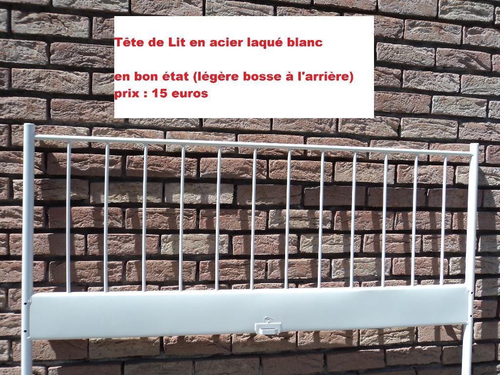 Tete de lit en acier blanc 140cm, Ophalen, Wit