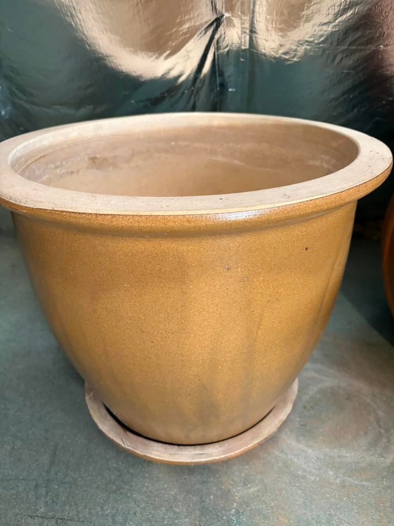 Geglazuurde bruine terracottapot, Tuin en Terras, Ophalen, Zo goed als nieuw
