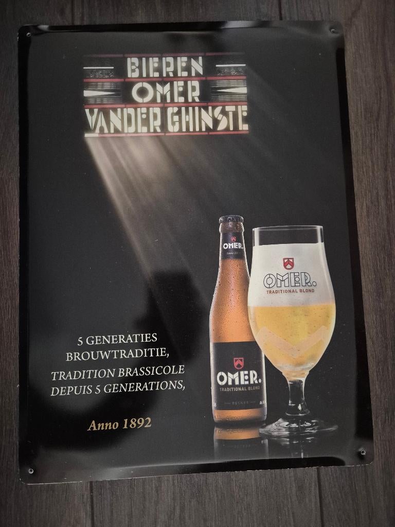 Reclamebord Bieren Omer Vander Ghinste, Ophalen, Zo goed als nieuw, Reclamebord, Plaat of Schild