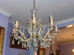 RETRO 8 ARMIGE KRISTALLEN LUCHTER MET DUBBELE BELLEN, Antiek en Kunst, Ophalen