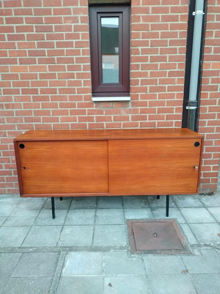 Vintage dressoir/dressoir van Pierre Guariche, Huis en Inrichting, Kasten | Dressoirs, Teakhout, Metaal, Ophalen