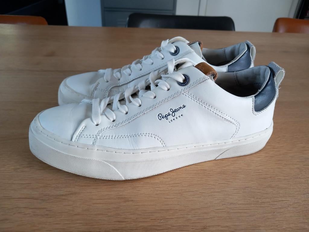 Sneakers, pepe jeans, wit leder, maat 41, Wit, Ophalen of Verzenden, Zo goed als nieuw, Sneakers