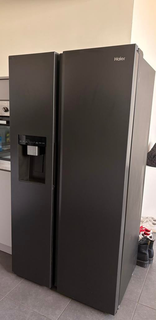 Frigo Américain glaçons 2portes moderne noir HAIER(osmoseur), Ophalen, 60 cm of meer, Met aparte vriezer, Nieuw