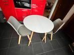 Set tafel met 2 stoelen, Huis en Inrichting, Tafels | Eettafels, Ophalen, Zo goed als nieuw, Tot twee personen, Rond