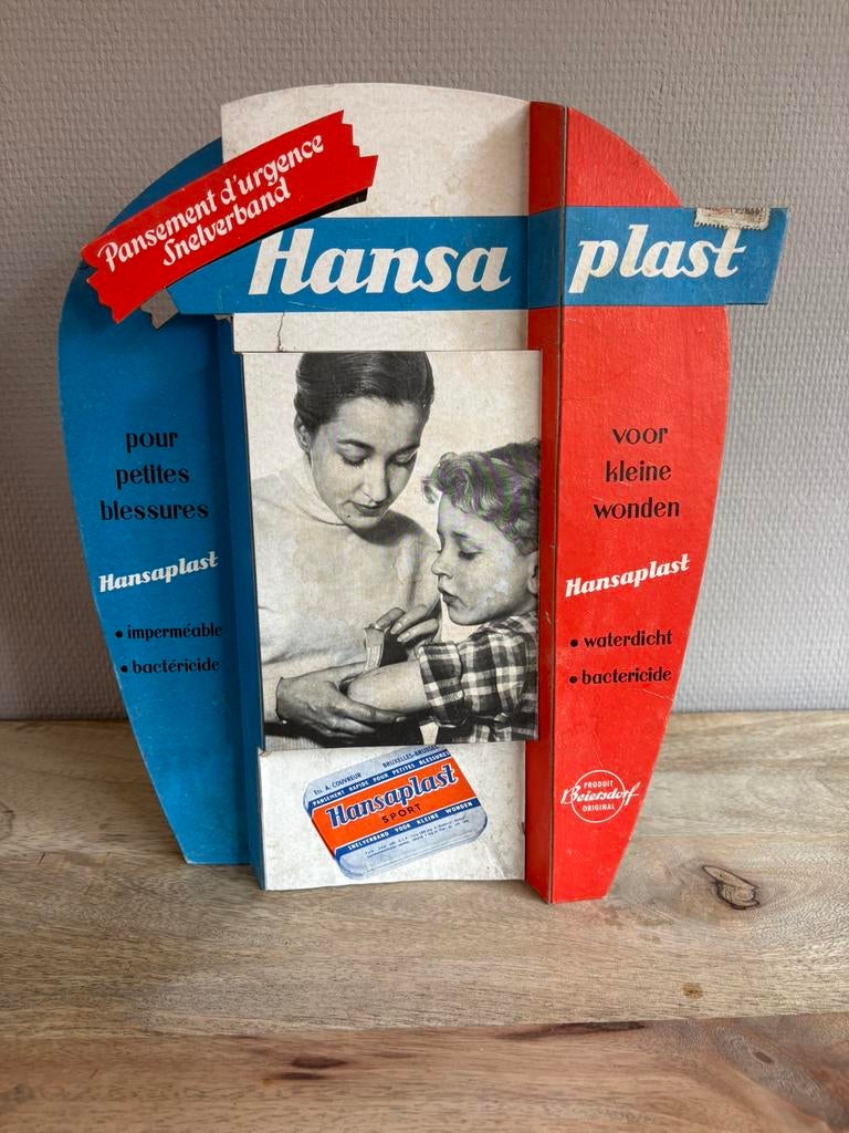 Rare panneau d'affichage vintage Hansaplast 1951, Enlèvement ou Envoi, Utilisé, Panneau publicitaire