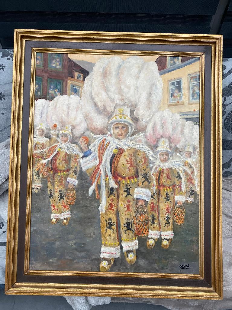 Grand tableau représentant un gilles fêtes de carnaval, Antiquités & Art, Art | Peinture | Classique, Enlèvement