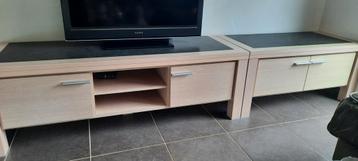 2 Tv meubels  hout met zwarte leisteenlook, combineerbaar