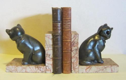 Antieke art deco boekensteunen poezen. Frankrijk, 1925, Antiek en Kunst, Kunst | Beelden en Houtsnijwerken, Verzenden