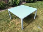 Tuintafel vierkant, glas, 1m20/1m20, Ophalen, Zo goed als nieuw, Aluminium