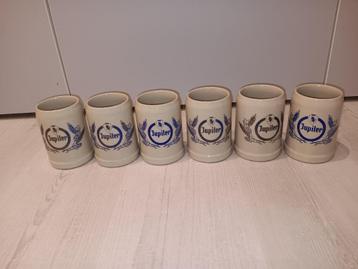 6 chope Jupiler en grès 0.25l beschikbaar voor biedingen