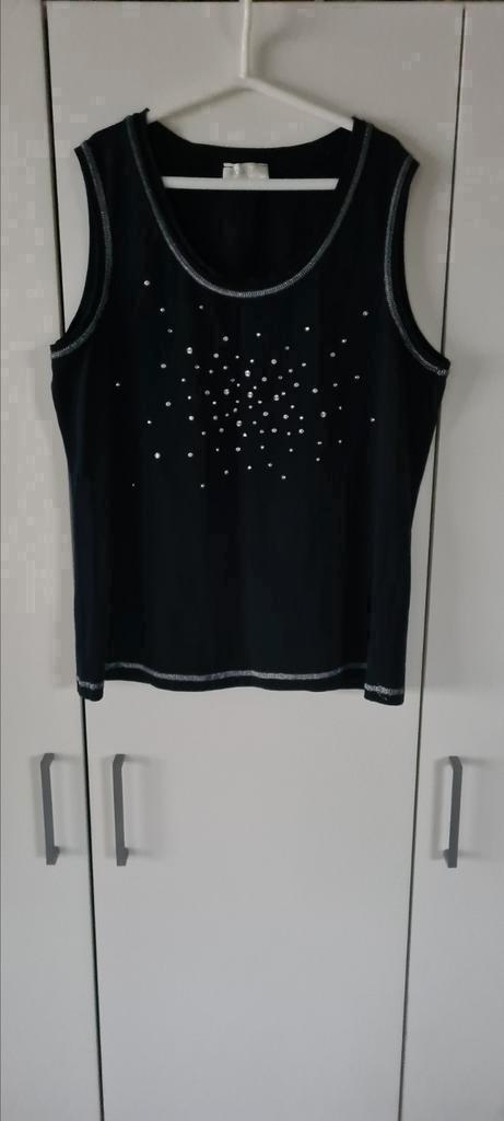 Topje Bonita, marineblauw, L, met glinsterende steentjes, Kleding | Dames, Topjes, Zo goed als nieuw, Maat 42/44 (L), Blauw, Zonder mouw