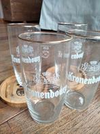 4 vintage Kronenbourg glazen + onderzetter. Nieuw!, Verzamelen, Ophalen of Verzenden, Nieuw