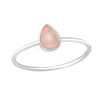 Fijne zilveren ring met druppelvormige rozenkwarts - OP=OP!, Nieuw, Ophalen of Verzenden, Met edelsteen, Dame