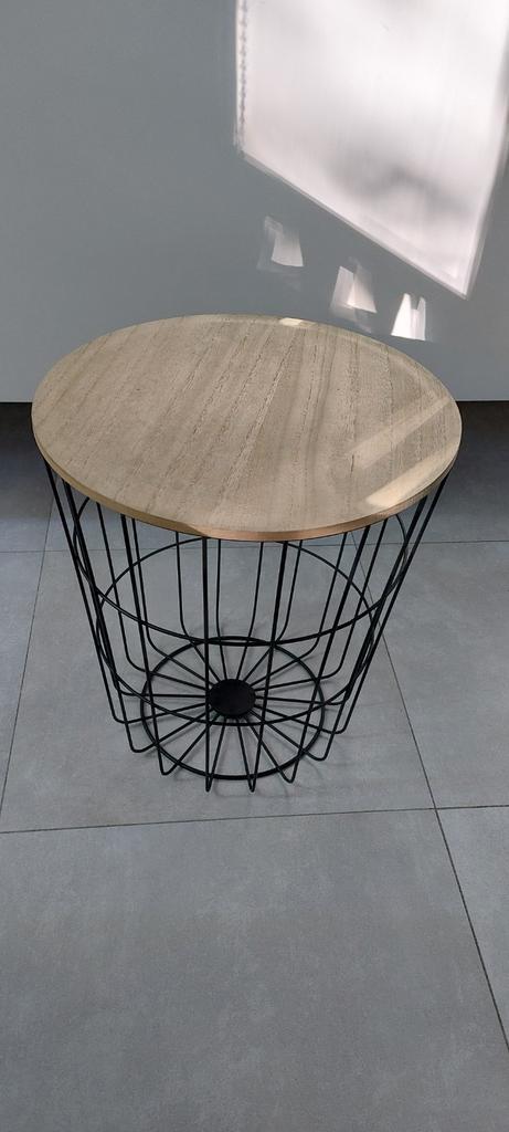Misou Draadmand + deksel - Bijzettafel- 40x40x43cm, Huis en Inrichting, Tafels | Bijzettafels, Zo goed als nieuw, Ophalen