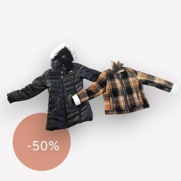  Wed'ze – Zwarte anorak en bruine geruite jas | Maat M / E beschikbaar voor biedingen
