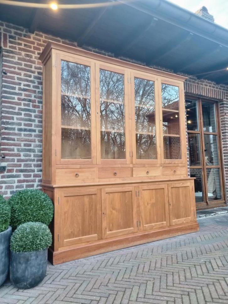 Buffet/vitrine en teck LIVRAISON GRATUITE, Maison & Meubles, Armoires | Buffets, Comme neuf, 200 cm ou plus, 200 cm ou plus, 50 à 75 cm