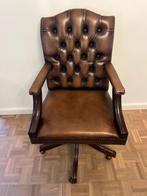 Lederen (chesterfield) bureaustoel, Huis en Inrichting, Ophalen, Zo goed als nieuw, Bruin, Bureaustoel