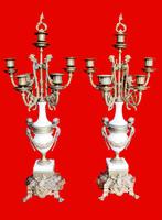 Vergulde Italiaanse klok Hermle met putty kandelaren, Antiek en Kunst, Ophalen, Koper of Brons