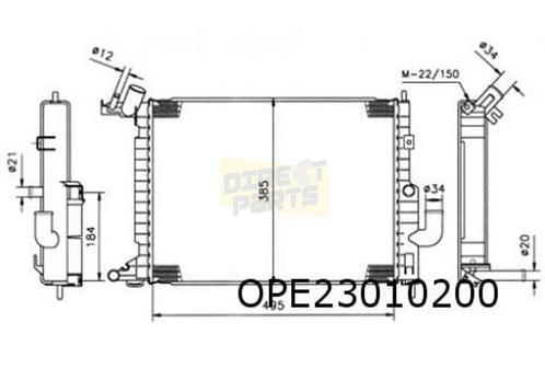 Opel Vectra B (10/95-2/99) radiateur (X1.7TD 60Kw.) (+AC) OE, Auto-onderdelen, Motor en Toebehoren, Opel, Nieuw, Ophalen of Verzenden