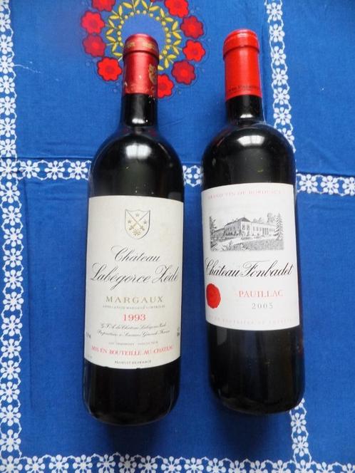 2 bouteilles vin rouge margaux 1993 et paullac 2005, Verzamelen, Wijnen, Zo goed als nieuw, Rode wijn, Frankrijk, Vol, Ophalen of Verzenden