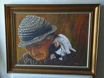 zeer mooi schilderij op doek.origineel..minstens,40 jaar oud, Ophalen of Verzenden